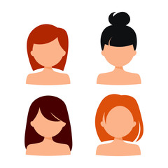 Woman avatar pictures. Icon set. Vector illustration.