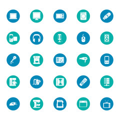 Technology block style icon set vector design