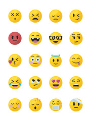 Emojis faces flat style icon set vector design