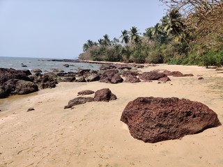 Rocky beaches at Goa, India