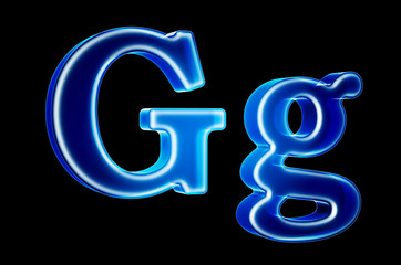 Letters G with hologram effect, 3D rendering