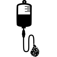 Infusion icon. Intravenous bag, blood, drip. Medical help concept. Vector illustration can be used for topics like hospital, therapy, chemotherapy. Iv, infuse, blood bag. Tube and blood collection.  