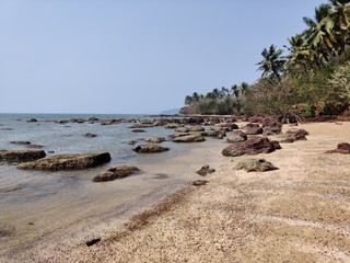 Fototapeta na wymiar Rocky beaches of Goa, India