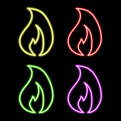 Neon fire icon. Elements in neon style icons. Simple neon flame icon for websites, web design, mobile app, info graphics. Vector illustration in neon style.