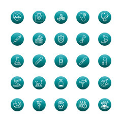 Healthy lifestyle block gradient style icon set vector design