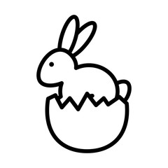 cute little rabbit in egg shell broken easter line style