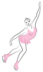 Skater skates on ice. The girl is beautiful and slender. Lady athlete, figure skater. Vector illustration.