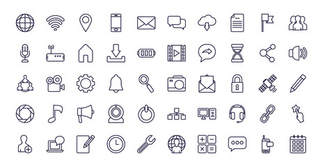 Isolated social media line style icon set vector design