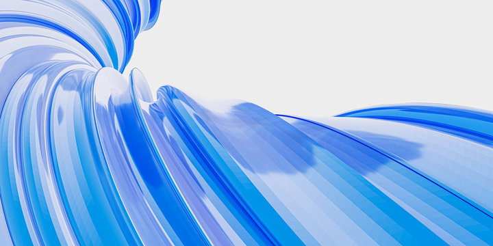 Fototapeta Abstract futuristic modern blue waves swirl structure background 3d render illustration