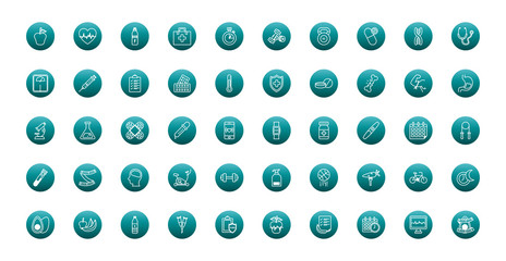 Healthy lifestyle block gradient style icon set vector design