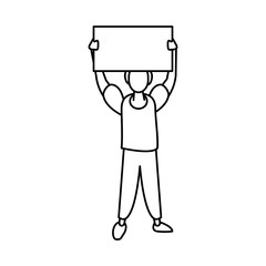 activist man with protest banner