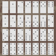 Full set of domino on a light brown background. vector illustration