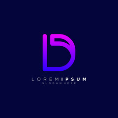 letter D logo design vector full of color