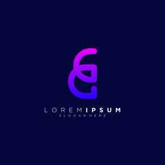 letter E logo design vector full of color