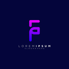 letter F full color vector design logo