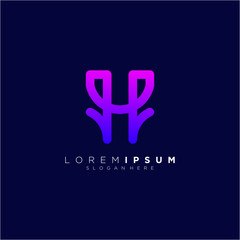 letter H full color vector design logo