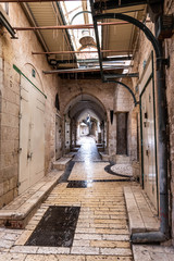 Fototapeta na wymiar Empty market street of Nazareth 2