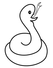 とぐろを巻いたヘビ舌目光(線画)