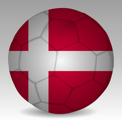 Soccer ball in the colors of the denmark flag. Vector illustration EPS 10