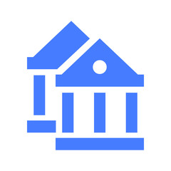 Bank Icon. Business centre blue vector illustration on white background