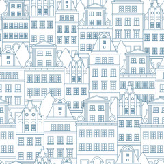 seamless pattern with colored european houses .Vector pattern.