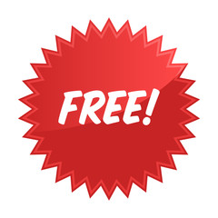 Free badge, special offer promotion. Call to action stickers or labels.