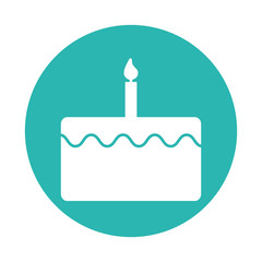 Happy birthday cake block style icon vector design