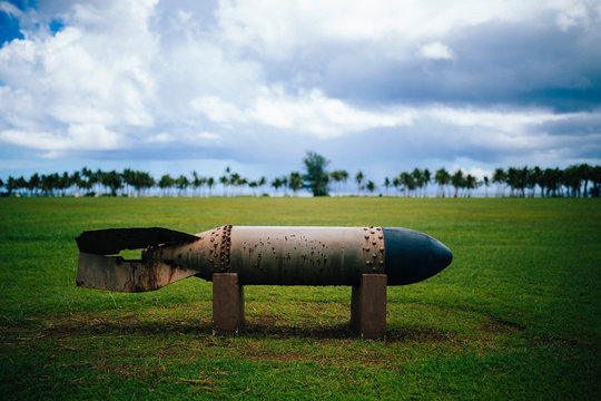An old bomb at a war memorial near the southern coast of Guam.