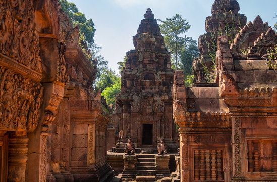 Banteay Srei or Banteay Srey is a 10th-century Cambodian temple dedicated to the Hindu god Shiva,  Angkor, Cambodia,Bantany Srei, Angkor