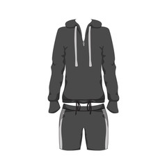 Naklejka premium Sport Outfit Suit Template, Running Gym Sportwear, Tracksuit Fitness hoody and shorts. Short Unisex sport Clothing Set for training, run. Vector isolated design on white background