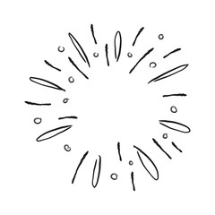 Sunburst doodle. Star burst hand drawn radial lines. 