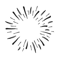 Obraz premium Sunburst doodle. Star burst hand drawn radial lines. 