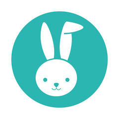 Happy easter rabbit cartoon block style icon vector design