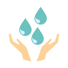 Fototapeta na wymiar hands with water drops ecology