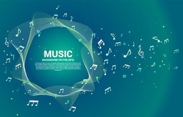 Vector template music melody note dancing flow . Concept background for song and concert theme. © Panithan