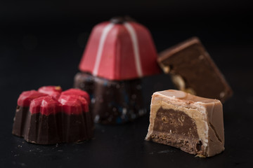 Colored fancy sweet chocolate assortment