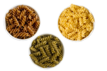 Fusilli Pasta Set  isolated on a white background.