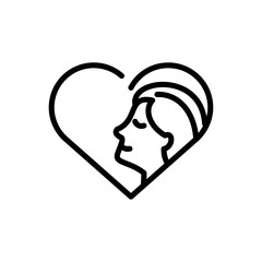 hear with woman face, line style icon