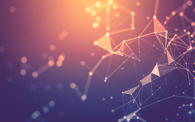 Abstract background. Molecules technology with polygonal shapes, connecting dots and lines....