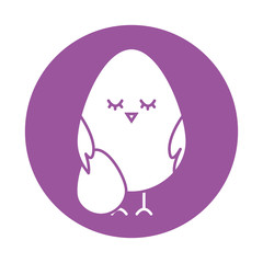 Happy easter chick egg block style icon vector design