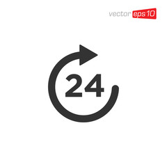 24 Hour Open Icon Logo Design Vector