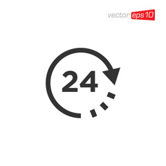 24 Hour Open Icon Logo Design Vector