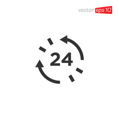 24 Hour Open Icon Logo Design Vector