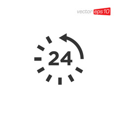 24 Hour Open Icon Logo Design Vector