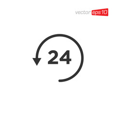 24 Hour Open Icon Logo Design Vector