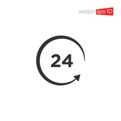 24 Hour Open Icon Logo Design Vector