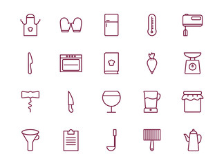 Isolated cook and kitchen line style icon set vector design