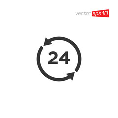 24 Hour Open Icon Logo Design Vector