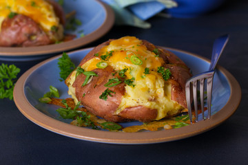 Twice Baked Potatoes with Bacon, Cheese and  Scallion
