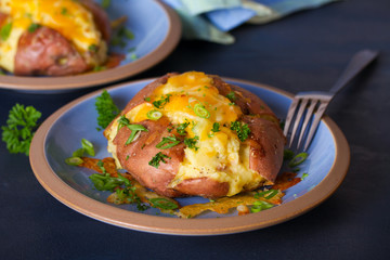 Twice Baked Potatoes with Bacon, Cheese and  Scallion